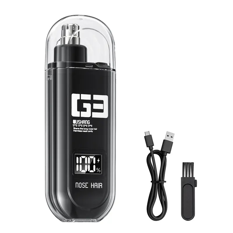High Quality Cordless Quiet Electric Nose & Ear Hair Trimmer for Men - IPX7 Waterproof Type-C Rechargeable, Painless Dual-Edge Blade, LED Display, Compact Portable, with Charging Cable, Daily Care Cool Gift for Adults, Cordless Quiet Trimmer