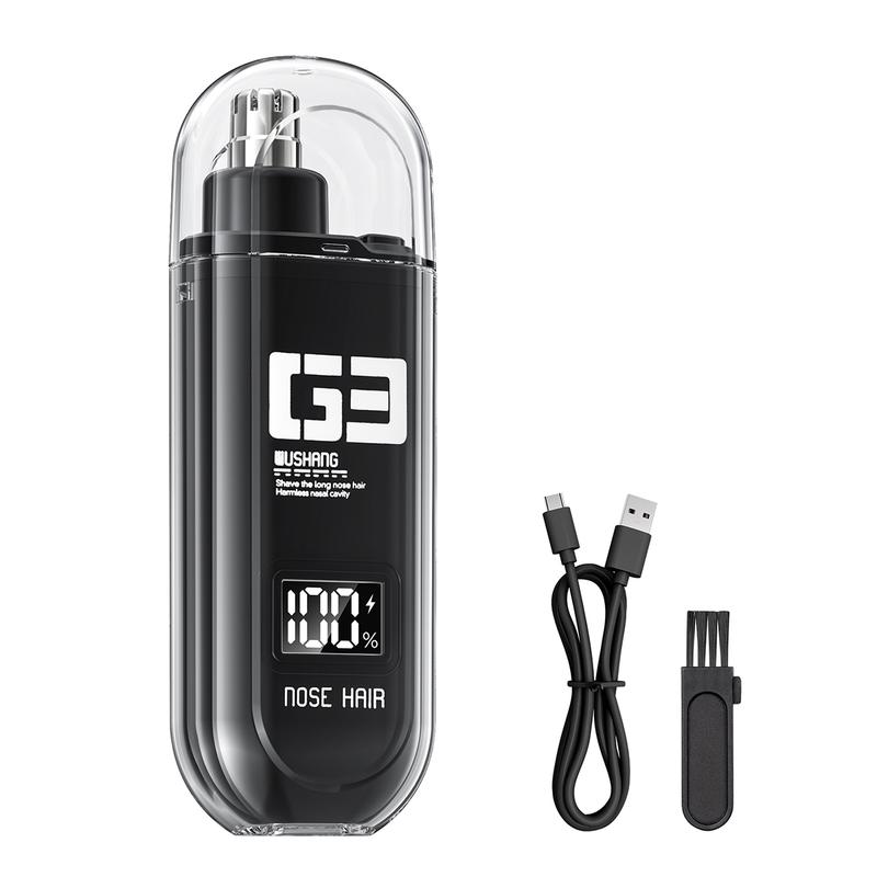 High Quality Cordless Quiet Electric Nose & Ear Hair Trimmer for Men - IPX7 Waterproof Type-C Rechargeable, Painless Dual-Edge Blade, LED Display, Compact Portable, with Charging Cable, Daily Care Cool Gift for Adults, Cordless Quiet Trimmer