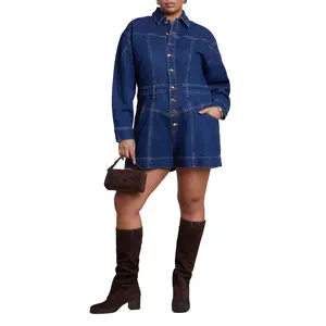ELOQUII Women's Plus Size Denim Romper