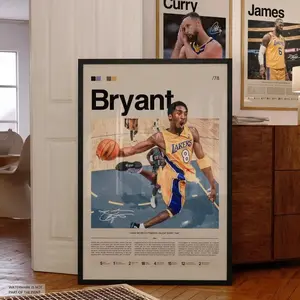 Kobe Bryant Poster |   Lakers Black Mamba Wall Art Canvas for Bedroom, Office & Game Room