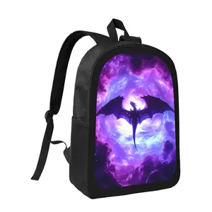 Dragon Backpack - Large Capacity School Bag with Adjustable Shoulder Straps, Lightweight Bookbag for Teens, Purple & Black Fantasy Design, Zipper Closure, Durable Bookbag for School, Travel, Everyday Use - Perfect Gift for Dragon Lovers, Student Essential