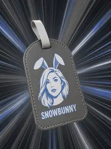 Snowbunny Leather Luggage Tag, Backpack Name Tag
