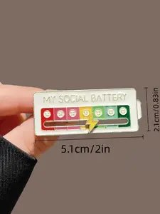 Unisex Emotion Conversion Energy Lapel Pin, Expressive Social Battery Badge Brooch Jewelry, Fashionable Clothing Decoration Accessory