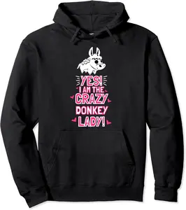 Women I Am The Crazy DONKEY Lady Mule Outfit Gift Donkey Pullover Hoodie - Markbrasel Shop 91B085JHGBF9