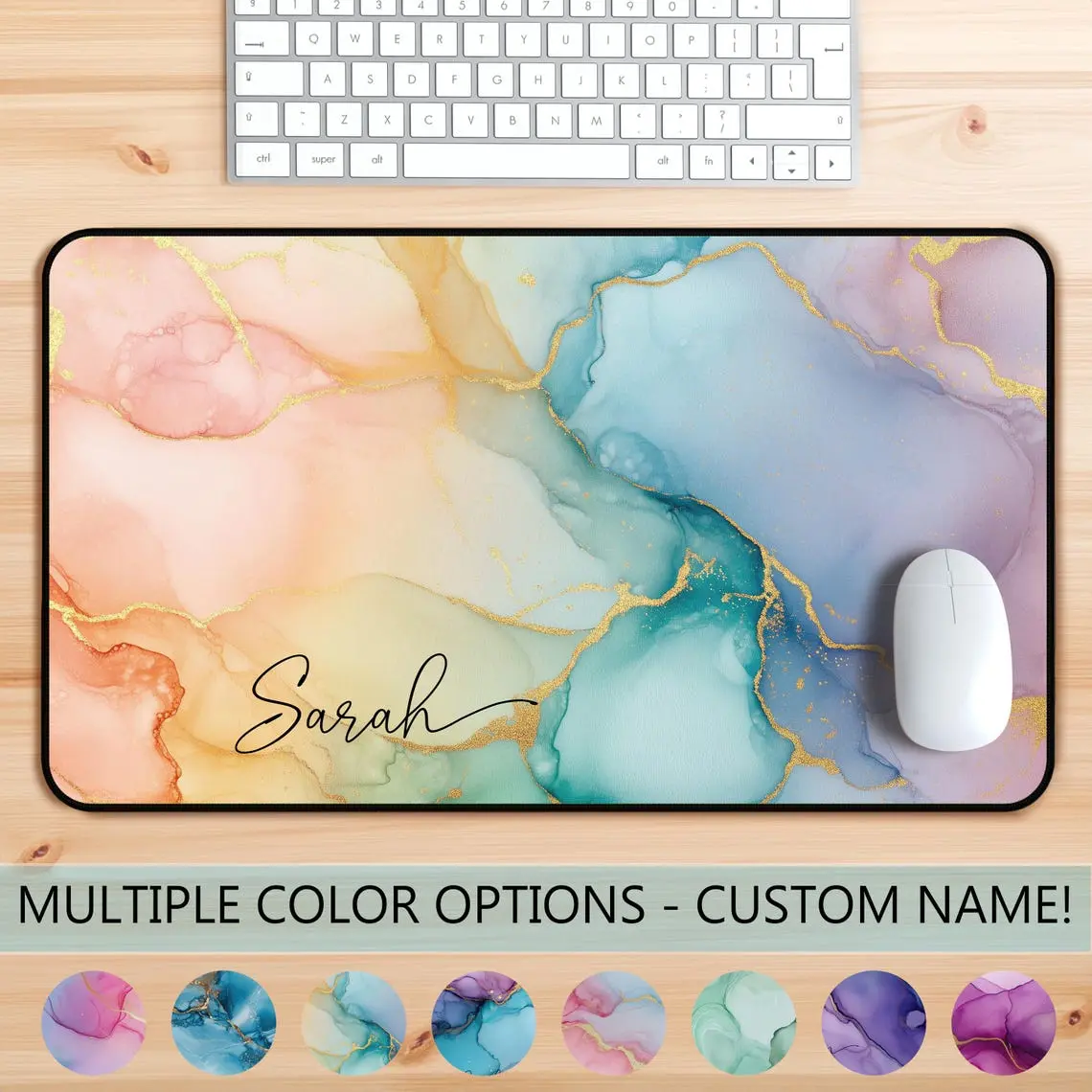 Custom Desk Mat Mousepad with Name, Large Modern Desktop Mats, Colorful Keyboard Gaming Pad, Modern Office Decor, Gaming Desk Mat, Desk Accessories