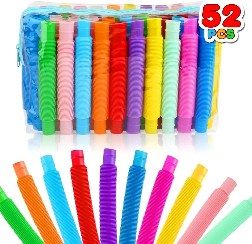 Halloween Fall Gift 52 Pack Pop Tubes, Sensory Toys Party Favors for Kids 8-12 Fidget Toys for Anxiety Bag Stuffers Treasure Box Classroom Prizes Gifts