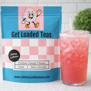 12-Pack Cotton Candy Chaos Loaded Tea Bundle | Mixed Flavors | Hydration Caffeinated Flavored Beverage Mix Packets | One the go | Nostalgic-Inspired Flavors
