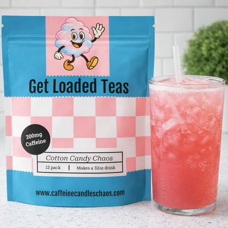 12-Pack Cotton Candy Chaos Loaded Tea Bundle | Mixed Flavors | Caffeinated Flavored Beverage Mix Packets | One the go | Nostalgic-Inspired Flavors