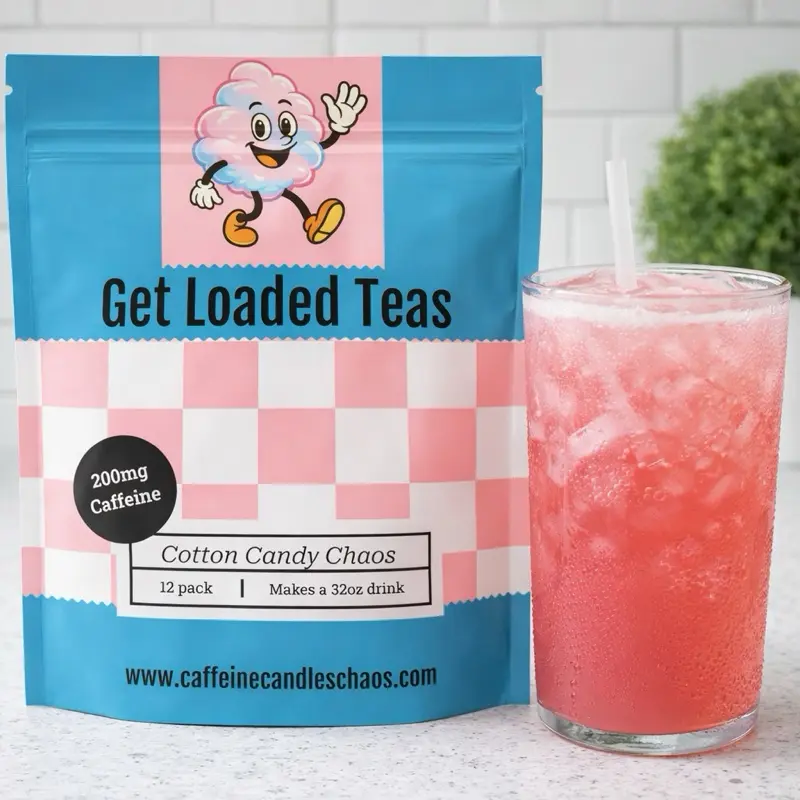 12-Pack Cotton Candy Chaos Loaded Tea Bundle | Mixed Flavors | Caffeinated Flavored Beverage Mix Packets | One the go | Nostalgic-Inspired Flavors