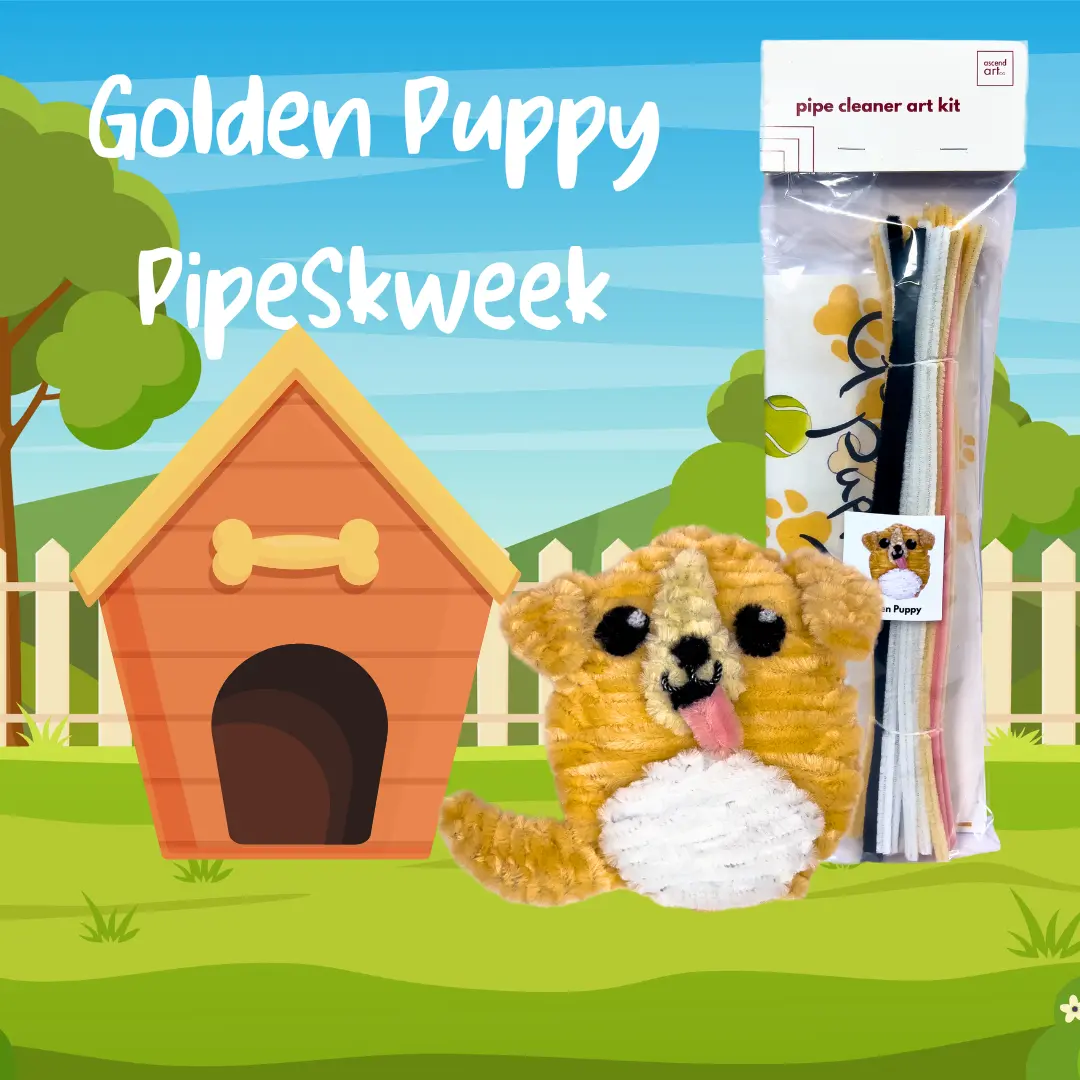 Golden Puppy PipeSkweek Pipe Cleaner Craft Kit - DIY Art Kit with Pipe Cleaners, Instructions, Template & Video for Creative Fun Accessories