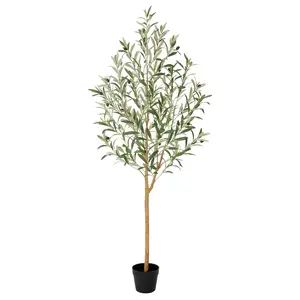 5ft / 6ft / 7ft Lifelike Artificial Olive Tree with Real Wood Trunk and Realistic Leaves for Home Office Living Room Bedroom Decor No Maintenance Required，Maintenance-Free, Perfect Housewarming Gift.