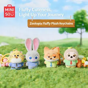 MINISO Zootopia Nick & Judy Fluffy Plush Keychain — Cute Bag Charm Pendant for Bags and Keys; Bag Accessories; Cute Keychain #Summervibes