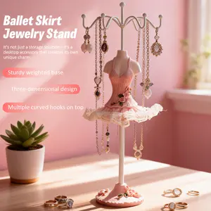 Jewelry Display Stand Suitable for Earrings, Rings, Necklaces, Bracelets, Watches & Keys - Desktop with Tie- Closure, Princess Model Gift, Towers Large Capacity Portable Clear Storage Box Organizer Stainless Steel Witch Hunt neon Layered Cross Necklace