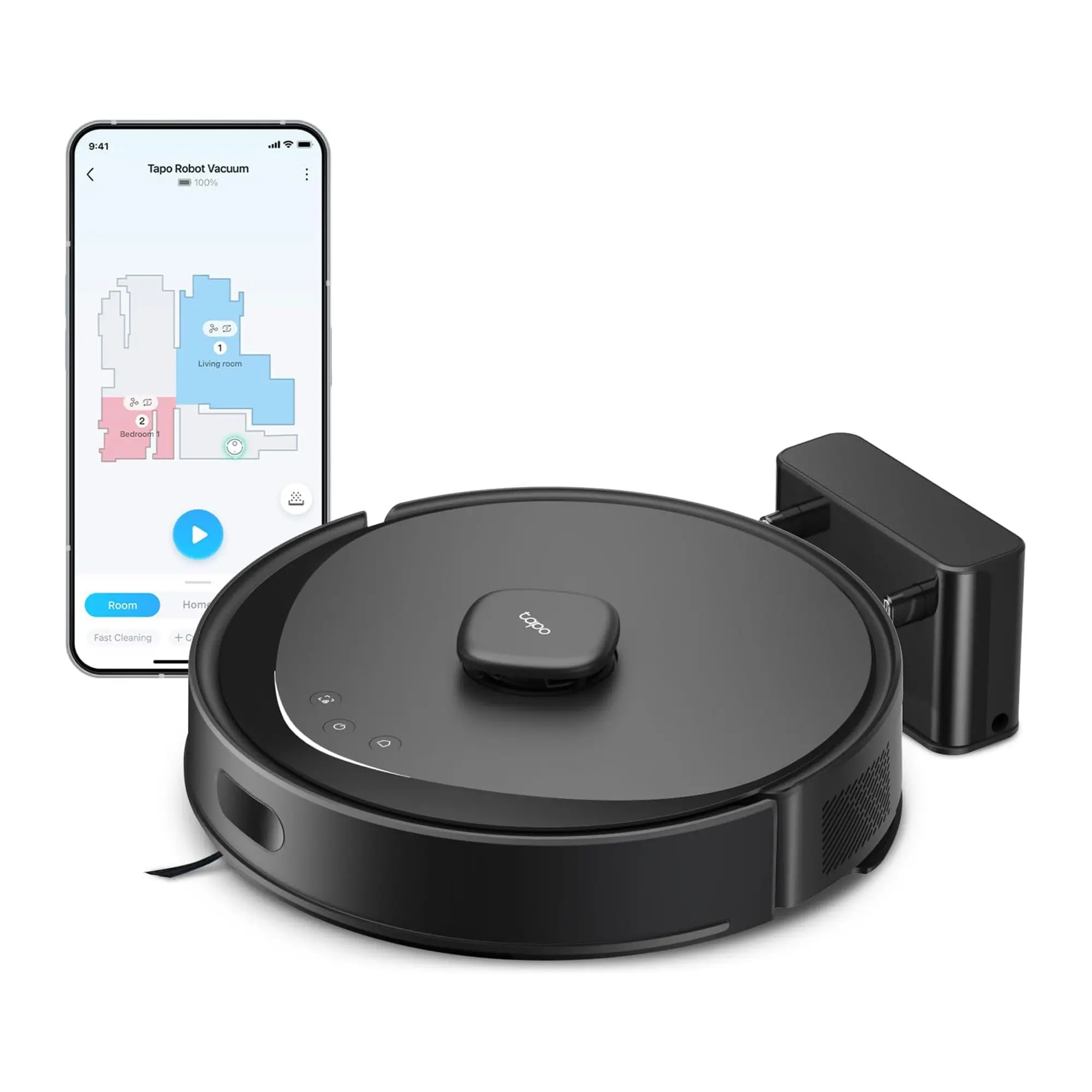 TP-Link & Tapo RV30 Max  LiDAR+IMU Robot Vacuum & Mop – 5300Pa Ultra Suction, 97 % Dust Pickup, Color Room Mapping, Pet/Carpet Boost, Self-Charging, Alexa & Google Voice Control