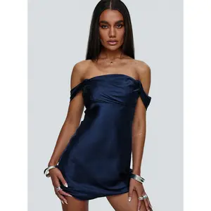 Zabbarra Off The Shoulder Mini Dress Navy