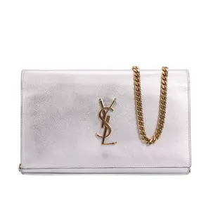 Pre-owned Yves Saint Laurent Calfskin Shoulder Bags Saint Laurent Kate Silver 58069178 hz