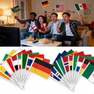 JPTREK Mini International Flags Set , Small Handheld World Flags with Stick, Fabric for Party Decorations, Sports Events & School Activities summervibes