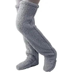 Winter Fleece Over-The-Knee Floor Socks, Soft Warm Winter Socks, Comfortable Indoor Wear, Hand Washable Plush Fabric, Durable Toe Edge