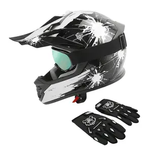 Youth Motorcycle Off-Road Helmet Full Face Motocross Street Dirt Bike Mountain Bike BMX MX ATV Helmet+Goggles+Gloves