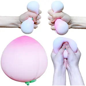 Squishy Stress Balls Peach Squeeze Ball 1 Pack, Stretchy Fruit Stress Dough Ball Squeeze Fidget Sensory Toys, Pink Peach Squishy Toys for Kids ＆ Adults, Ideal for Autism/ADHD/Teens Anxiety