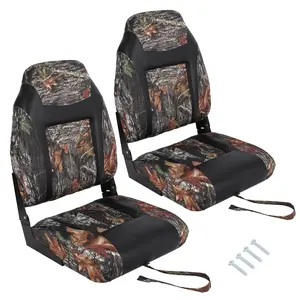 2 Pack Folding Boat Seats, High Back Fishing Boat Seat, Comfortable Boat Chairs with Thick Sponge Padding and Hinge for Sightseeing Boat, Speedboat