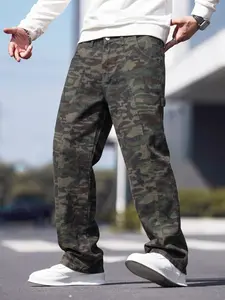Camouflage Loose Fit Jeans, Unisex Street Style, Wide Leg Pants, Multi-Functional Pockets, Casual Wear, Streetwear, All Seasons