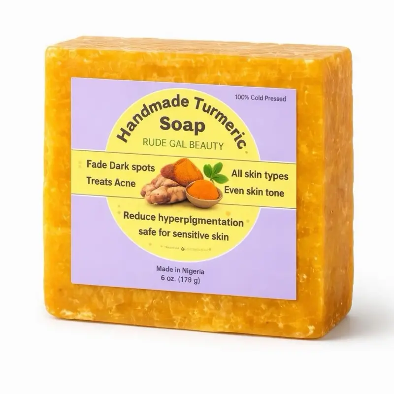 Turmeric face Soap handmade 100% natural with raw shea butter cold press safe for sensitive skin treats acne reduce dark spots & hyperpigmentation for face & body