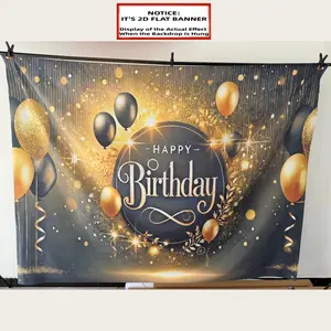 2D Flat Banner 1pc, 2D Backdrop Banner, Happy Birthday Background Background Cloth, Wall Covering, Living Room Bedroom Office Home Outdoor Decor/ Party Deco, Holiday Gift,  Birthday Party Decor, Birthday Banner, Shimmer Wall Backdrop