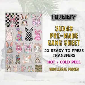 Easter Bunny DTF Transfer Ready For Press, Easter Premade Gang Sheet, Bubble Gum Bunny Heat Transfer, Custom Transfers, Heat Press Transfer
