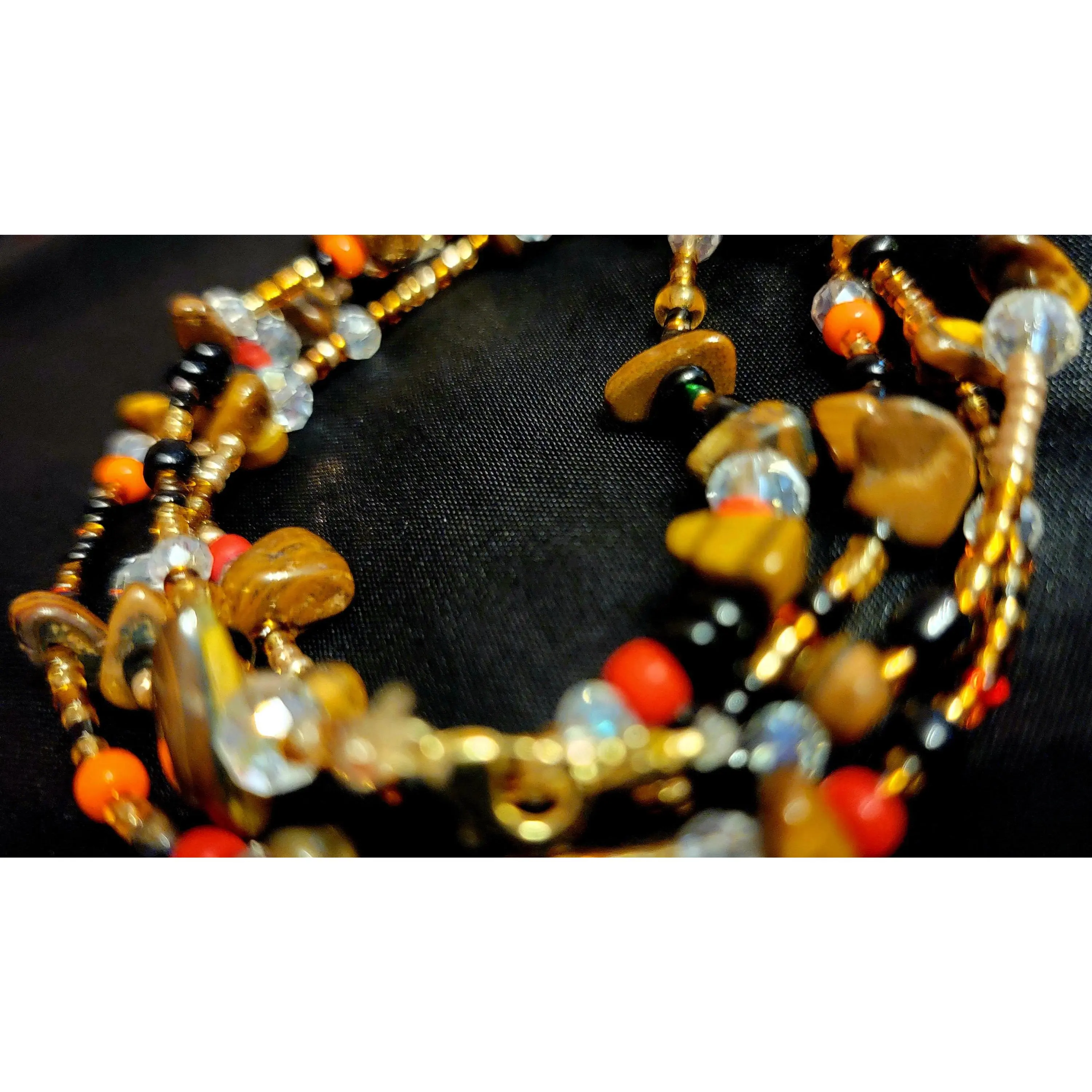 Waist Beads -Handmade Orange Gold Tiger Stone Waist Beads for Women