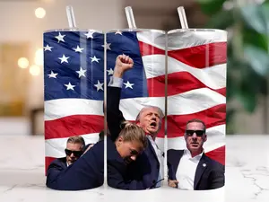 TruummP American Flag Secert Service 20oz Tumbler With Straw And Lid