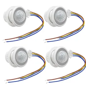 4Counts/Set Smart Motion Sensor Switch Adjustable Delay 0-180s, Embedded PIR Detector Energy Saving Light Control, Flexible Timer Indoor Outdoor Security, Compact Hidden Wall Mount Sensor