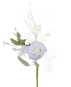 19" Rose/Hydrangea Flower Spray – White/Cream