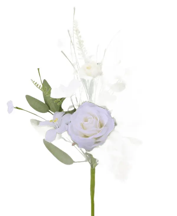 19" Rose/Hydrangea Flower Spray – White/Cream