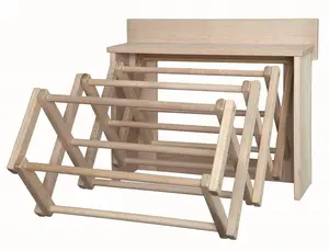 DRYING RACK WALL UNIT - Amish Handmade Folding 20" Dowel Maple Wood Clothes Laundry Hanger