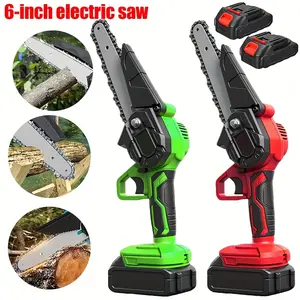 New cordless chainsaw, 6inch handheld electric saw, equipped with 2 batteries and 1 charger, suitable for branches, yards, home and garden, is an ideal gift for men and husbands on Father's Day