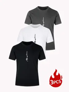 Obm Men's Classic Fit Short Sleeve T-Shirt Set, Breathable and Comfortable, Ideal for Sports and Casual Wear, Soft and Durable Fabric