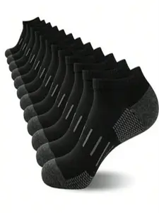 Men's Casual Ankle Socks, Breathable Sporty Short Socks, High Elastic Outdoor Running Socks, Comfortable Anti-Odor Antibacterial Socks