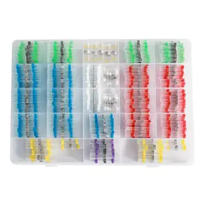 400Pcs Solder connectors with Heat Shrink Waterproof Electrical Docking Joints for Sealing Wire Connections DIY Electrical Connection Wiring and solderless Terminal Wire Connection quick disconnect