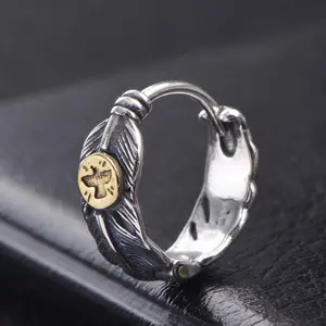 Eagle feather earrings silver single earrings fashion matching