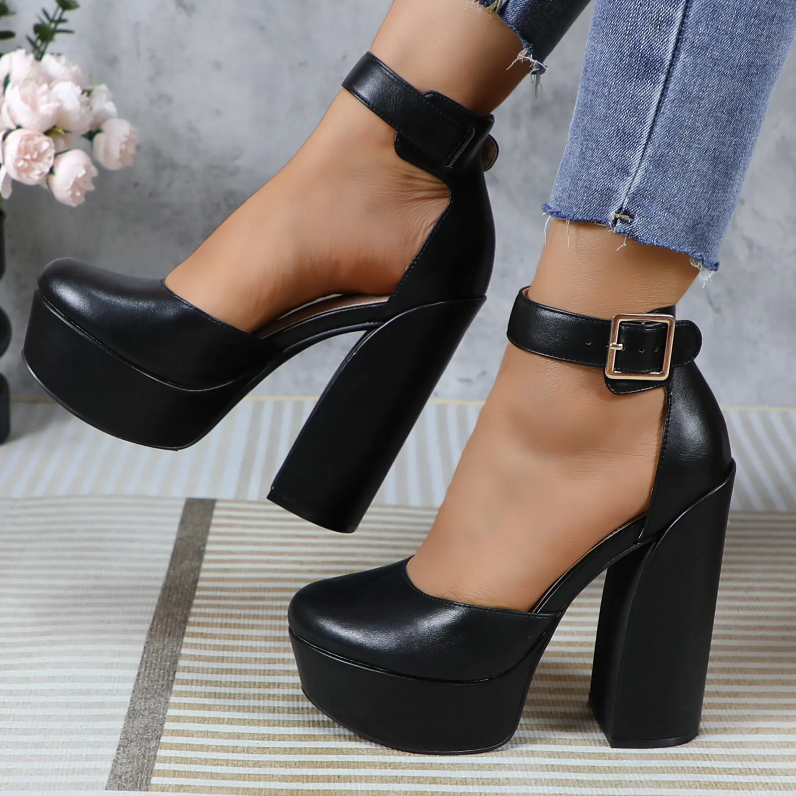 Women's Platform High Heels Pumps 5.51-inch Chunky Block Heel Closed Toe Adjustable Buckle Ankle Strap Round Toe Heeled Footwear Girl Comfortable Elegant Casual Dress Shoes for Wedding Party Prom DB - TikTok Women's Platform High Heels Pumps 5.51-inch Chunky Block Heel Closed Toe Adjustable Buckle Ankle Strap Round Toe Heeled Footwear Girl Comfortable Elegant Casual Dress Shoes for Wedding Party Prom DB - TikTok