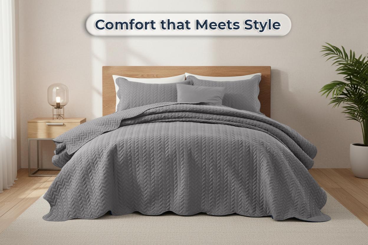 Soft & Breathable 3-Piece Quilted Bedspread – Leaf / Floral Designs, Skin-Friendly Microfiber, Lightweight Year-Round Bedding – Available in (Twin – 1 Pillow Sham), Queen, King and California King sizes Soft & Breathable 3-Piece Quilted Bedspread – Leaf / Floral Designs, Skin-Friendly Microfiber, Lightweight Year-Round Bedding – Available in (Twin – 1 Pillow Sham), Queen, King and California King sizes