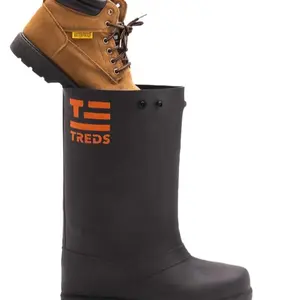 TREDS 17851 Rubber Concrete Boot Overboot Medium-Black Waterproof and Durable for Work and Outdoor Use Footwear