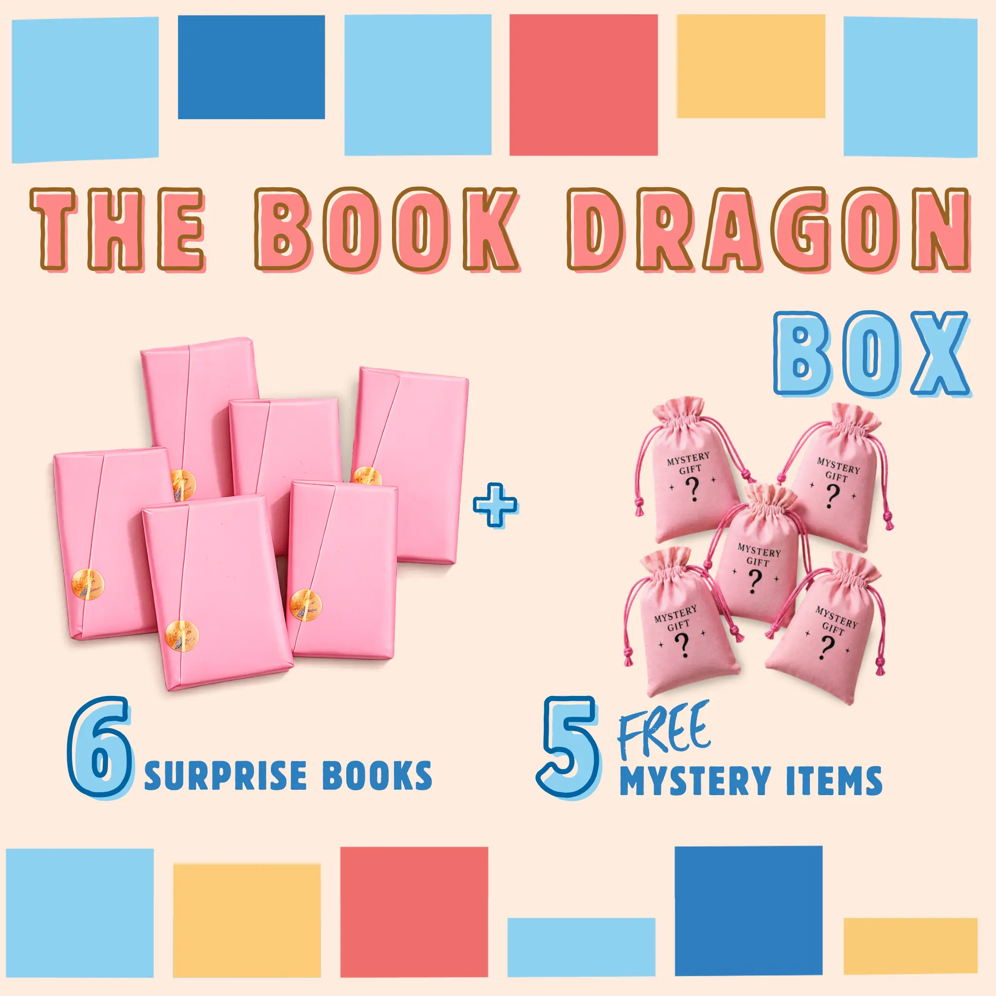 The Book Dragon Mystery Book Box. Blind date with 6 books for readers and book collectors.  First Editions Romance, gifts for her, holidays, surprise date with a book, bulk book bundle