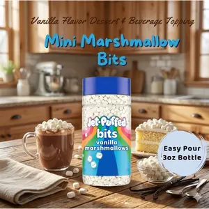 Vanilla Marshmallow Bits, Crunchy Mini Sweet Topping for Hot Drinks, Ice Cream and Dessert Recipes