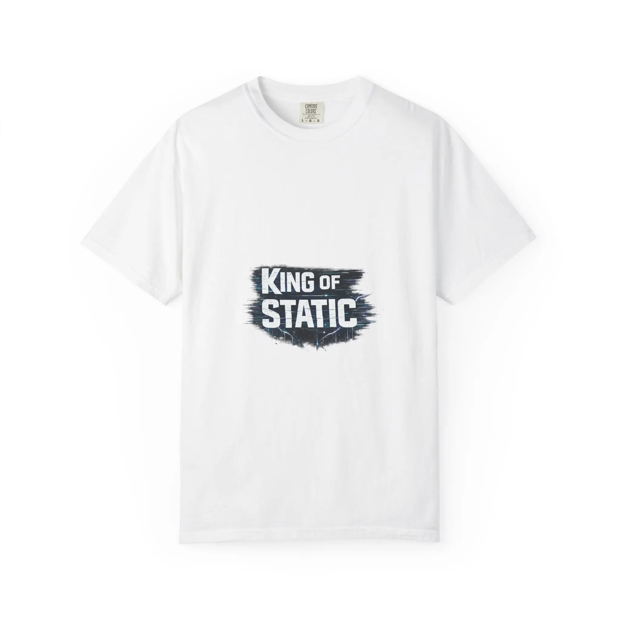 King of Static T-shirt | Distressed Brush Script Graphic Tee
