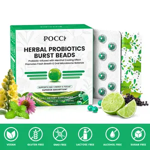 Pocci Liposomal Herbal Probiotic Burst Beads, Lymphatic Drainage & Cooling Oral Care, Daily Mint Fresh Breath, 80 Pieces Total (5 Packs of 16)