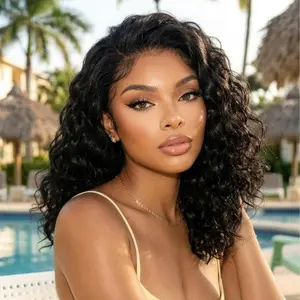 UNice 250% Water Wavy Bob Wig Glueless C Side Part 6X4 Minimalist Lace Human Hair Wigs Natural Hairline Bleached Knots Summer Choice