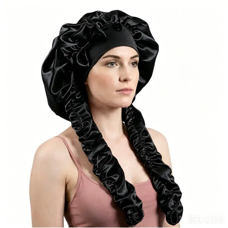 Humwam 2-in-1 Soft Stretch Silky Hair Bonnet, Gentle Fabric Hair Wrap Cap, Overnight Hair Protection & Outdoor Sun Block Head Cover