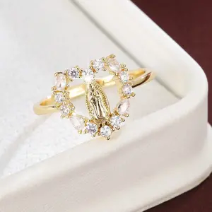 Virgin Mary portrait ring for women | Sparkling jewelry inspired by faith. Gift